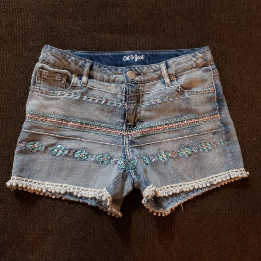 Cat & jack embroidered jean shorts 14/16